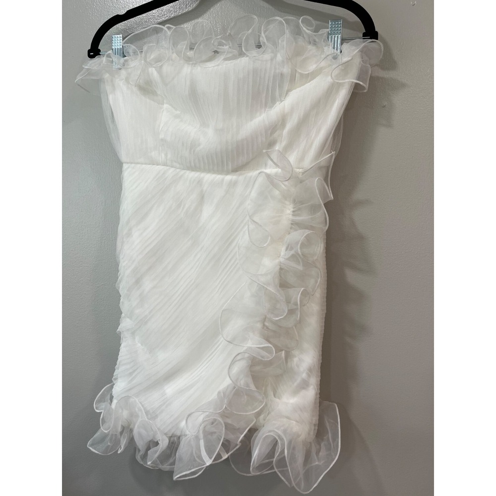 Blue Blush Womens Strapless White Party Cocktail Dress Size Small NWT